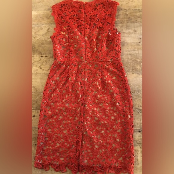 NWT Mikael Aghal Red Lace Merana Sheath Dress Size 12 - Picture 3 of 6
